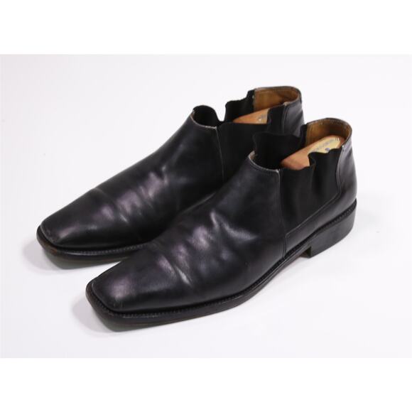 Salvatore Ferragamo Mens Black Ankle Chelsea Boots Leather 10 D - Picture 2 of 12